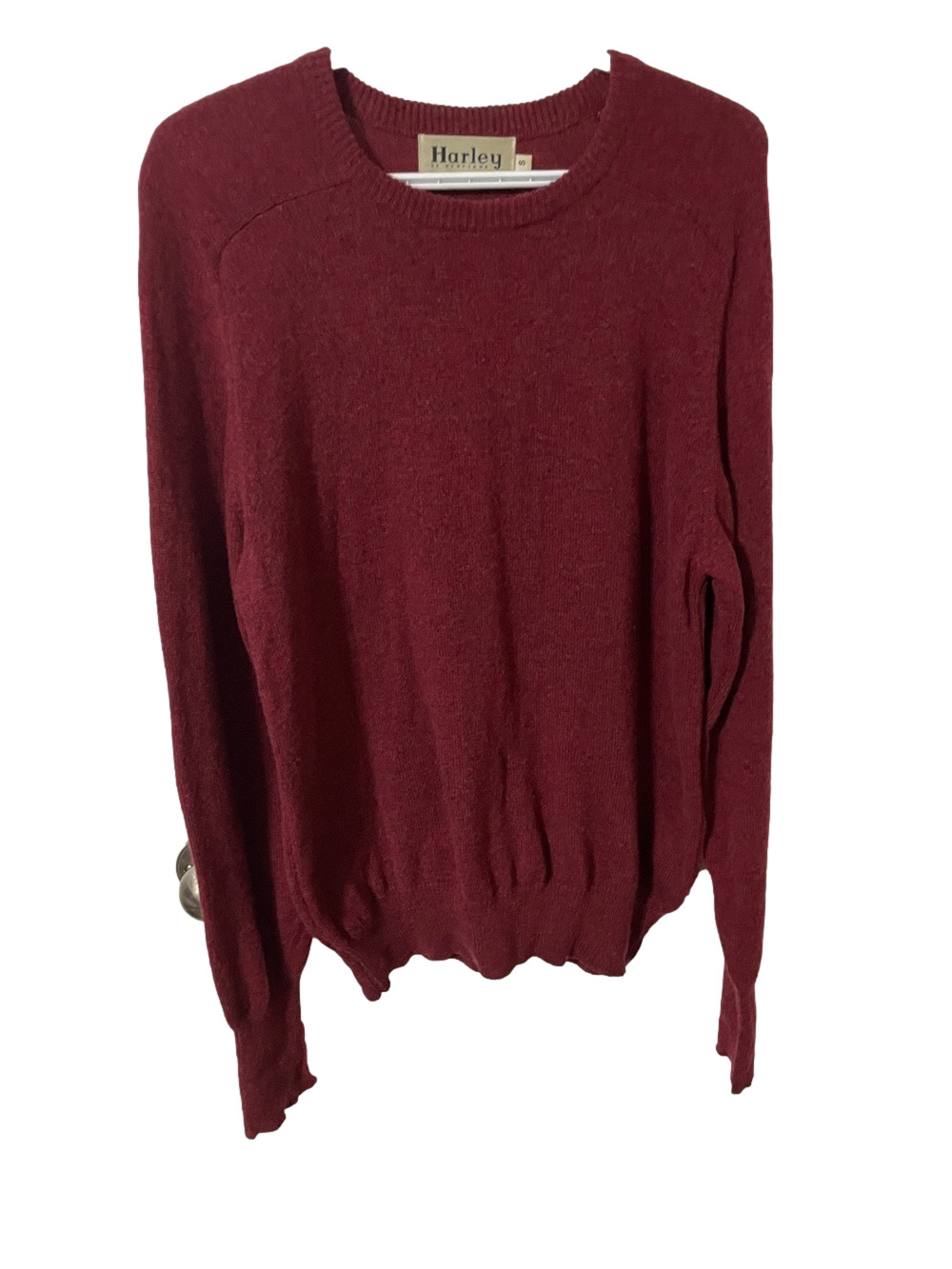 Harley of Scotland 100% Lambs Wool Deep Red Crewneck Sweater Size Small